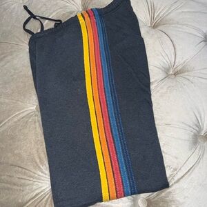 Aviator Nation Dark Gray Sweatpants with Colorful Stripes